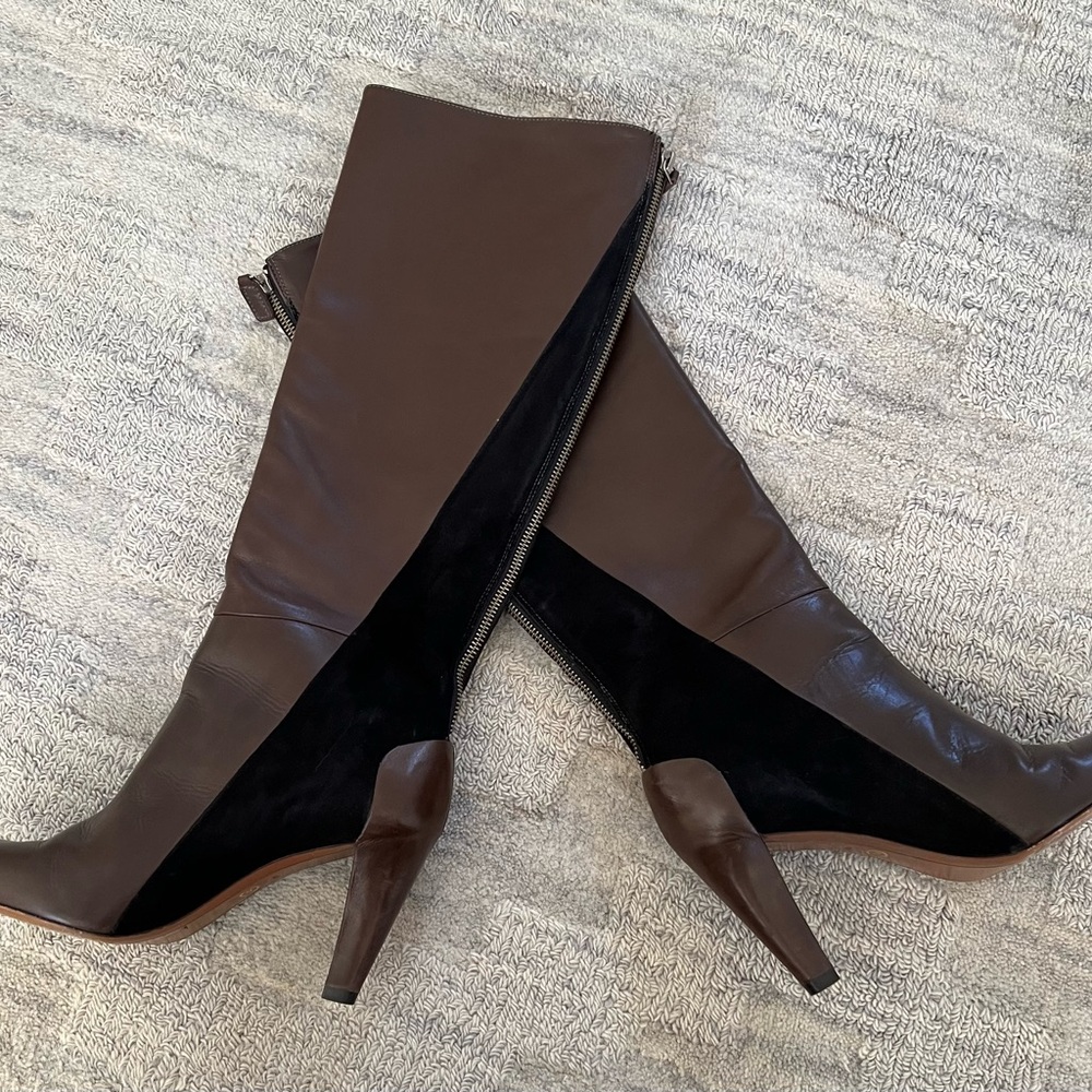 Derek Lam 10 Crosby Sammie Two-Tone Knee High Heel Boots Size 8
